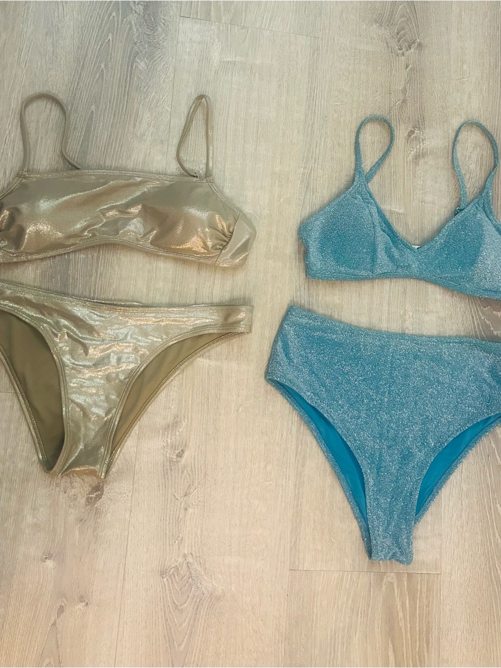 Xhilaration and CupShe 2 Bikini glitter bikini sets Size L gray  and blue